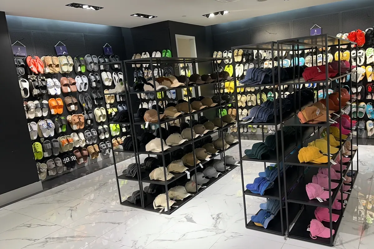 Colourful footwear display